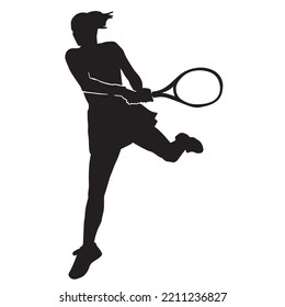 Female Tennis Court Player Icon Illustration. Racket Sport Vector Graphic Symbol Clip Art.