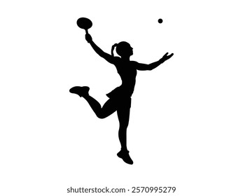 Female Tennis Padel Player icon vector. Female Tennis Padel Player Silhouette isolated white background. Vector Illustration