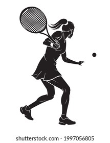 Female Tennis Player, Back View Silhouette