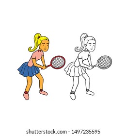 female tennis player cartoon vector illustration