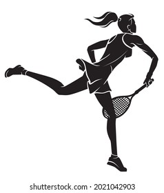 Jugadora de tenis femenina, servicio de sobrealimentación