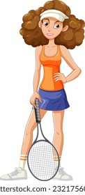 Female Tennis Player with Racket illustration