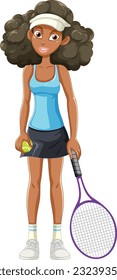 Female Tennis Player with Racket illustration