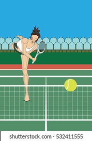 Female tennis player serving