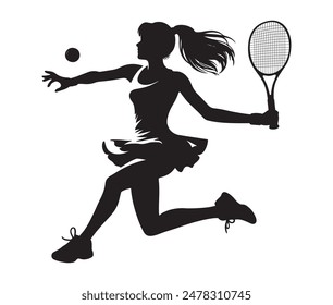 Female tennis player silhouette. Vector illustration