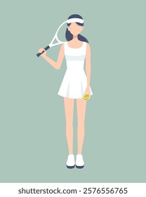 female tennis player vector illustration