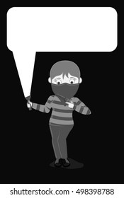Female Thief Showing a Message