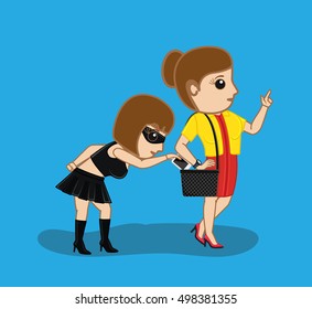 Female Thief Trying to Steal Money Purse