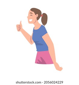 Female with Thumb Up as Social Media Follower and Subscriber Showing Adoration Vector Illustration