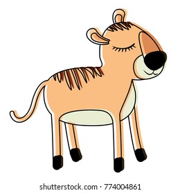 female tiger cartoon with closed eyes expression in watercolor silhouette