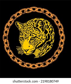 female tiger jaguar chain print vector