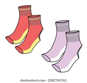 	
Female toeless stirrup socks vector illustration technical flat drawing by adobe illustrator.