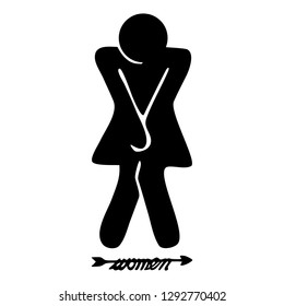 Female Toilet icon,  logo, symbol, sign. Template isolated on white background. 2D flat Style graphic design. Black and white color. Vector EPS10