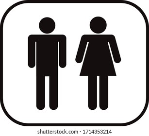 female toilet sign, male toilet sign, black sign, toilet sign vector with white background