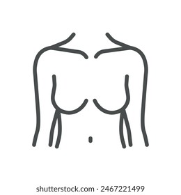 Female Torso Icon. Simple Isolated Line Illustration of Human Female Torso, Representing Anatomy, Breast Health, and Gynecology. Perfect for Medical and Healthcare Applications.