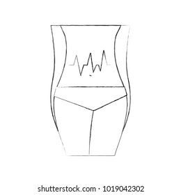 female torso with pulse graphic