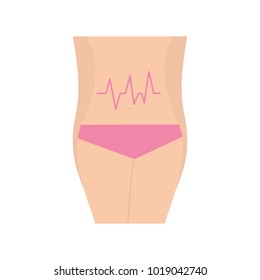 female torso with pulse graphic