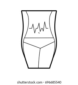female torso with pulse graphic