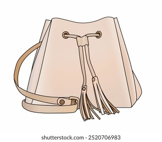 Totebag fêmea, Peach Pastel grande Totebag, Sacos Design Isolado No Fundo Branco, Vetor de moda realista