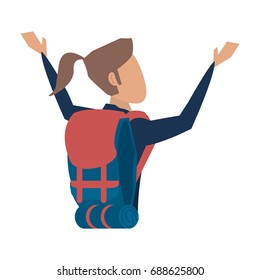 female tourist with backpack avatar icon image 