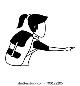 female tourist with backpack avatar icon image 