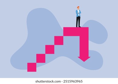 Female trader - businesswoman standing on a bull trap chart 2d flat vector illustration