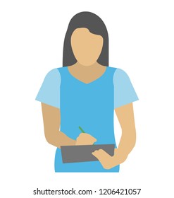 
A female traffic police writing car challan from for traffic violation 
