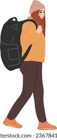 Female Traveler with Backpack Tourist Travel Character Illustration Graphic Cartoon Art