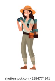 female traveler with camera character