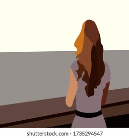 女性 海 後ろ姿 のイラスト素材 画像 ベクター画像 Shutterstock