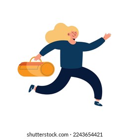 female traveler with suitcase character