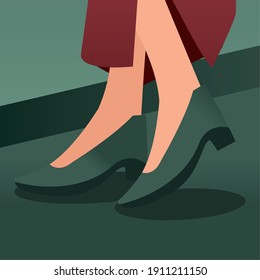 female trendy green heels shoes design, Cloth fashion style wear and store theme Vector illustration