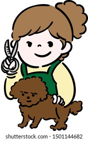 Female trimmer trimming a small dog
