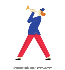 female trumpeter marching band character