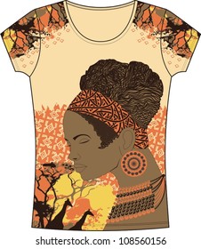 Female t-shirt (African girl- print)