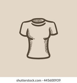 Female t-shirt vector sketch icon isolated on background. Hand drawn Female t-shirt icon. Female t-shirt sketch icon for infographic, website or app.