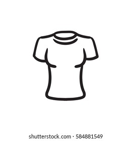 Female t-shirt vector sketch icon isolated on background. Hand drawn Female t-shirt icon. Female t-shirt sketch icon for infographic, website or app.