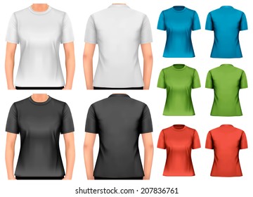 Female t-shirts. Design template. Vector.