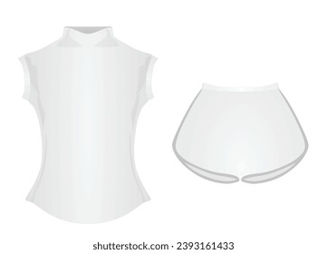 Female turtleneck t shirt and shorts. vector illustration
