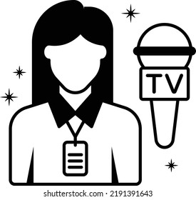 Female TV news anchor Concept, fashion journalist giving interview vector icon design, Glamour and beauty symbol, Haute couture Sign, Fashion Show and Exhibition stock illustration