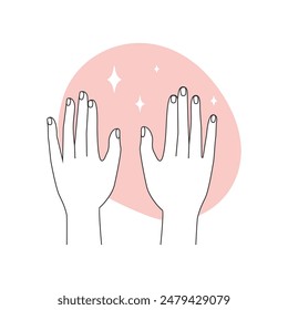 Female two hands after spa treatments in trendy minimalist style vector illustration