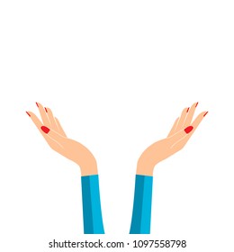 female two hands isolated on white background. vector illustration