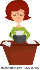 Weibliche Schreibmaschine, Illustration, Vektorgrafik auf weißem Hintergrund