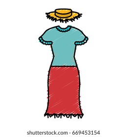 female Typical farmer costume icon