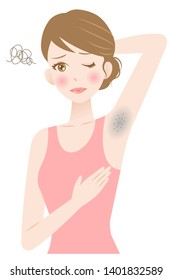 Female Underarm Hair Removal Illustration. Blackhead Under Arm. Isolated On White Background