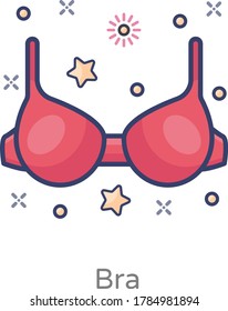 A female undergarment, bra icon in flat design