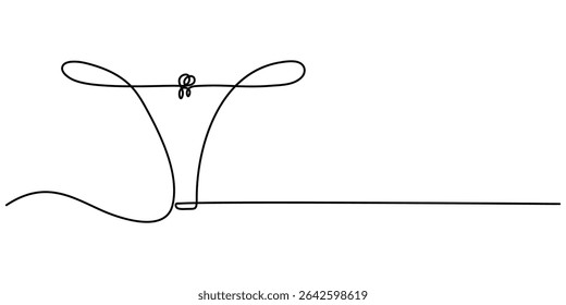  female underwear continuous one line drawing, Underwear icon, Ladies Underwear Icon Design, Continuous line art of women's panties, One line drawing. Single line art. Vector.