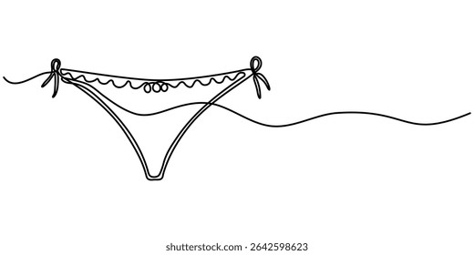  female underwear continuous one line drawing, Underwear icon, Ladies Underwear Icon Design, Continuous line art of women's panties, One line drawing. Single line art. Vector.