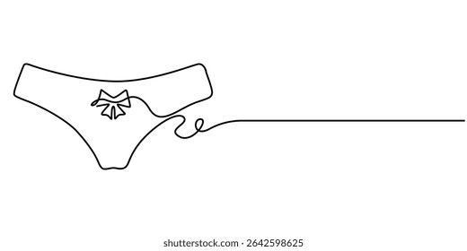  female underwear continuous one line drawing, Underwear icon, Ladies Underwear Icon Design, Continuous line art of women's panties, One line drawing. Single line art. Vector.
