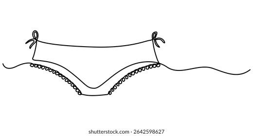  female underwear continuous one line drawing, Underwear icon, Ladies Underwear Icon Design, Continuous line art of women's panties, One line drawing. Single line art. Vector.